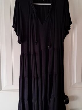 Tahari Black Pleated Dress